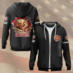 Custom Name Fire Department Volunteer Firefighter #DQH0012 - AOP Zip Hoodie