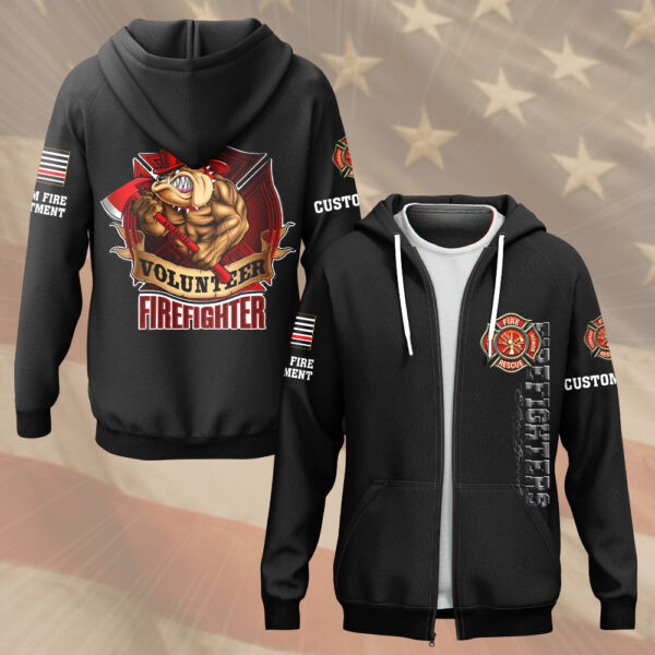 Custom Name Fire Department Volunteer Firefighter #DQH0012 - AOP Zip Hoodie