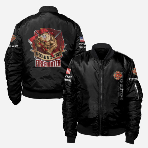 Custom Name Fire Department Volunteer Firefighter #DQH0012 - AOP BOMBER JACKET