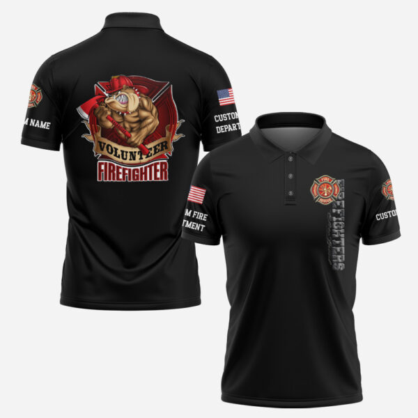 Custom Name Fire Department Volunteer Firefighter #QH0012 - AOP Polo