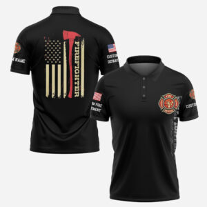 Custom Name Fire Department Thin Red Line Firefighter #DQH0014 - AOP Polo