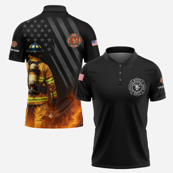 Custom Name Fire Department Station Number #DQH0015  - AOP Polo