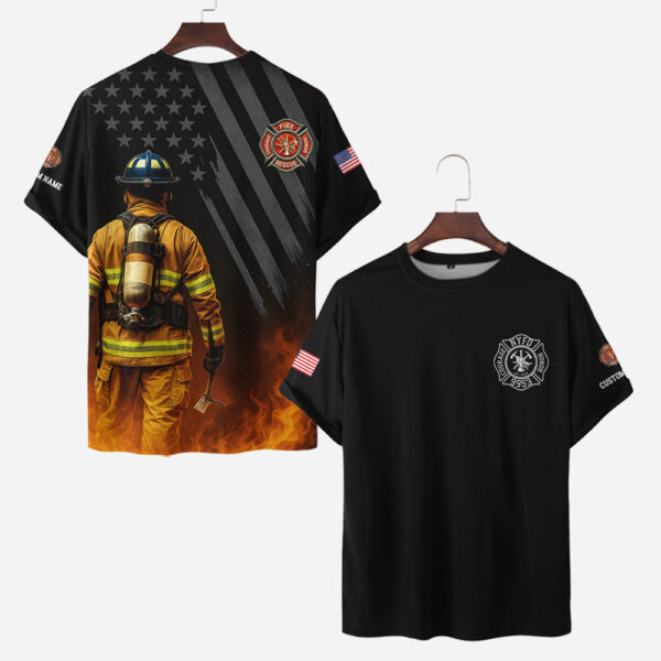 Custom Name Fire Department Station Number #DQH0015 - AOP T-shirt