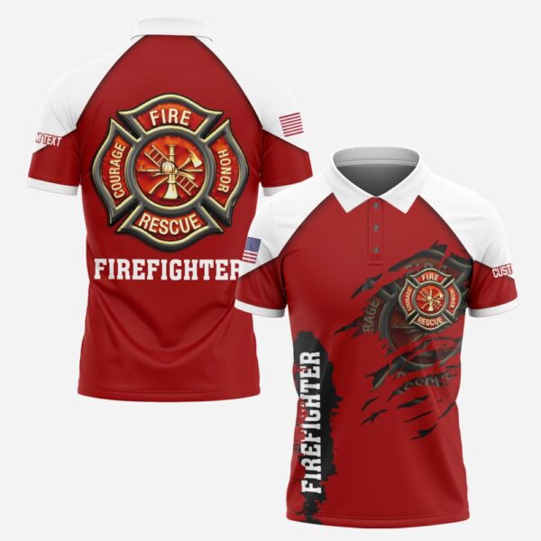 Custom Name Firefighter Courage Rescue Honor #DQH0016  - AOP Polo
