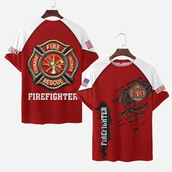 Custom Name Firefighter Courage Rescue Honor #DQH0016 - AOP T-shirt
