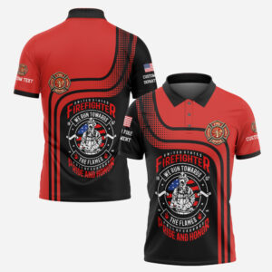 Custom Name & Department United States Firefighter We Run Towards The Flames #DQH0017  - AOP Polo