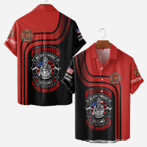Custom Name & Department United States Firefighter We Run Towards The Flames #DQH0017- AOP Short Sleeve Button Shirt