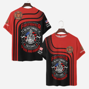 Custom Name & Department United States Firefighter We Run Towards The Flames #DQH0017 - AOP T-shirt