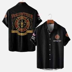Custom Name & Department Volunteer Firefighter Tradition Dedication Sacrifice #DQH0018 - AOP Short Sleeve Button Shirt