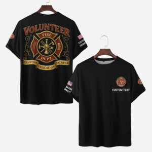 Custom Name & Department Volunteer Firefighter Tradition Dedication Sacrifice #DQH0018 - AOP T-shirt