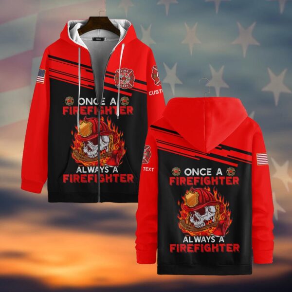 Custom Name Once A Firefighter, Always A Firefighter #DQH0020 - AOP Zip Hoodie