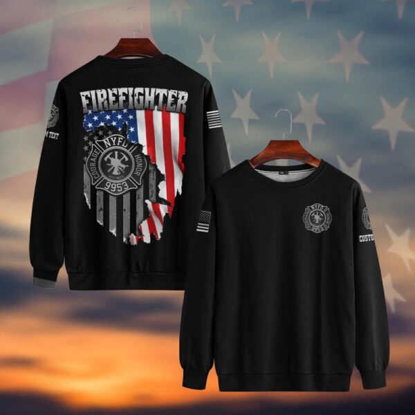 Custom Text & Fire Department Station Number Firefighter #DQH0021 - Sweatshirt