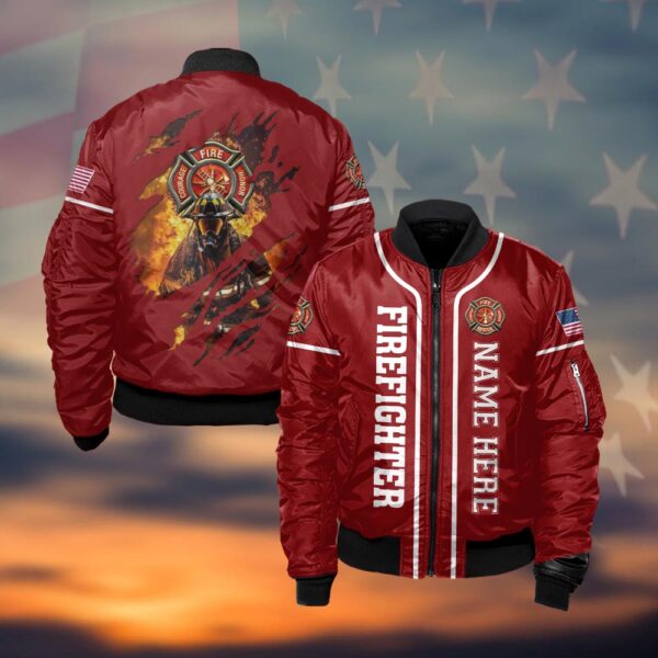 Custom Name Brave Firefighter #DQH0028 - Bomber Jacket