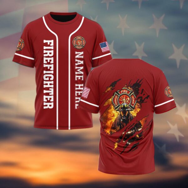 Custom Name Brave Firefighter #DQH0028 - T-shirt