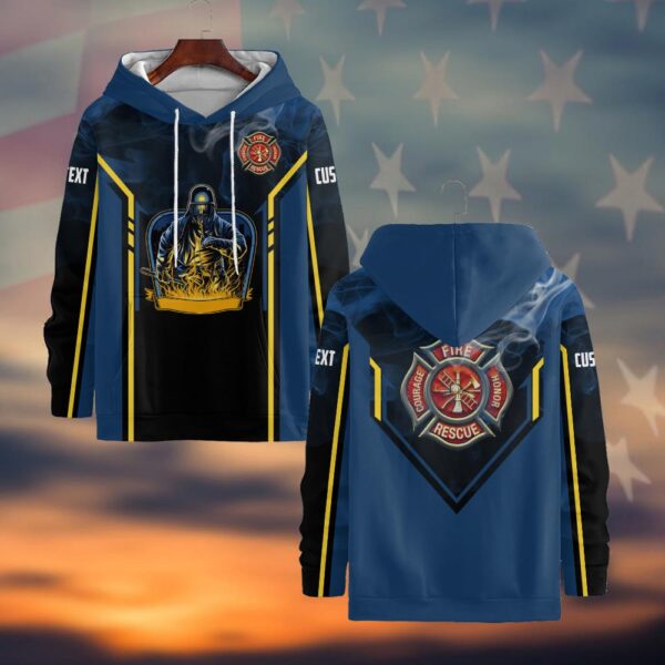 Custom Text Firefighter Run Toward Flame #DQH0030 - Hoodie