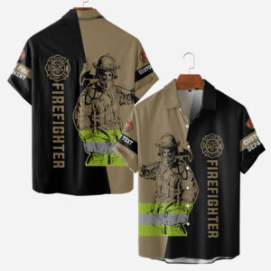 Custom Name & Department Firefighter #DQH0002 - Short Sleeve Button Shirt