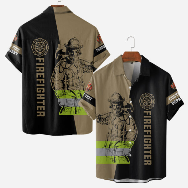 Custom Name & Department Firefighter #DQH0002 - Short Sleeve Button Shirt