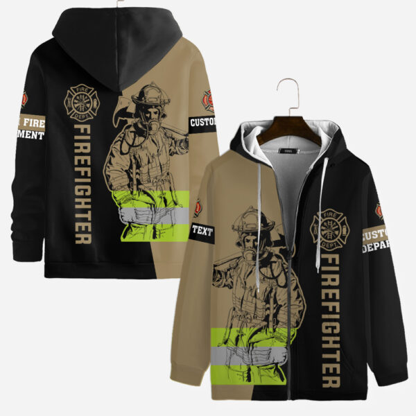 Custom Name & Department Firefighter #DQH0002 - AOP Zip Hoodie