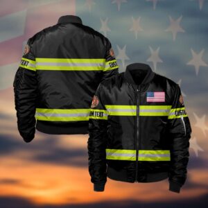 Custom Text Rescue Firefighter #DQH0031 - Bomber Jacket