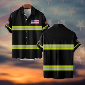 Custom Text Rescue Firefighter #DQH0031 - Short Sleeve Button Shirt