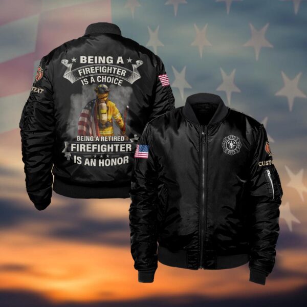 Custom Text & Fire Department Station Number Being A Firefighter #DQH0034 - Bomber Jacket