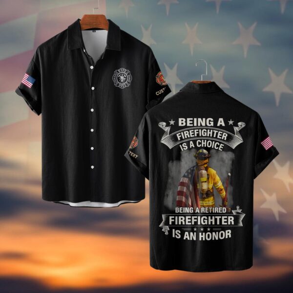 Custom Text & Fire Department Station Number Being A Firefighter #DQH0034 - Short Sleeve Button Shirt