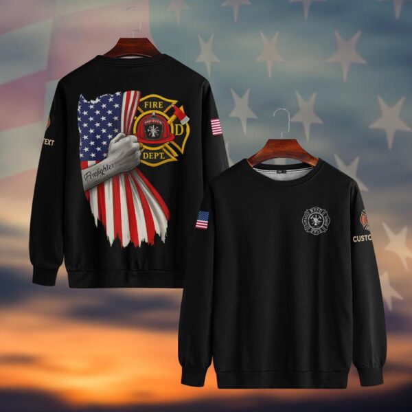 Custom Text & Fire Department Station Number Proud Firefighter #DQH0035 - Sweatshirt