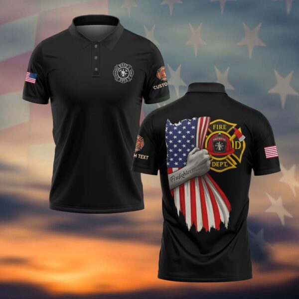 Custom Text & Fire Department Station Number Proud Firefighter #DQH0035 - Polo