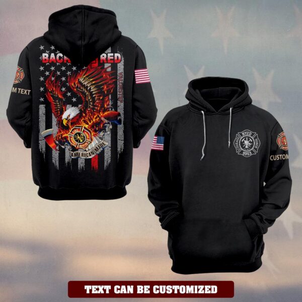 Custom Text & Fire Department Station Number Back The Red #DQH0036 - Hoodie