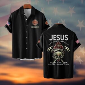 Custom Text Jeus The Original Firefighter #DQH0038 - Short Sleeve Button Shirt