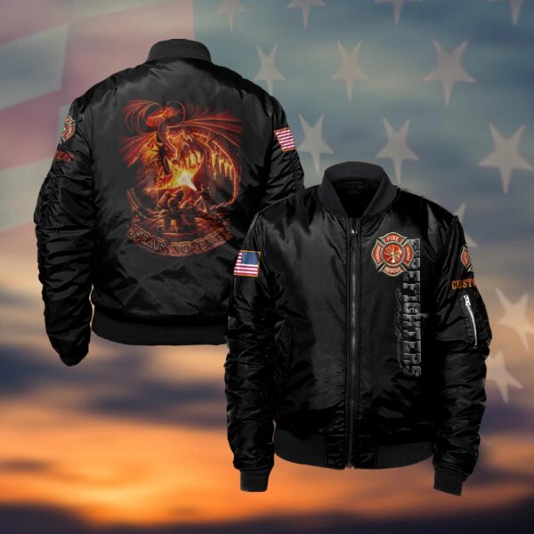 Custom Text Fear No Evil - Firefighter's Courage #DQH0039 - Bomber Jacket