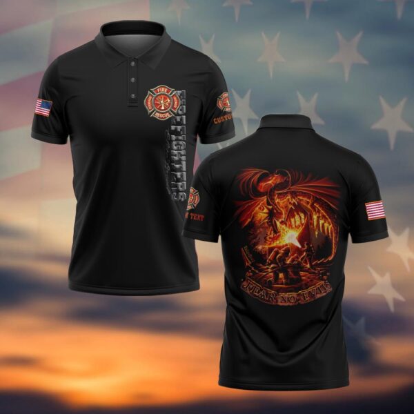 Custom Text Fear No Evil - Firefighter's Courage #DQH0039 - Polo
