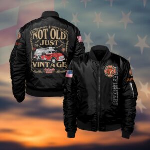 Custom Text Not Old, Just Vintage - Firefighter's Legacy #DQH0040 - Bomber Jacket
