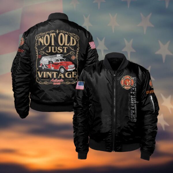 Custom Text Not Old, Just Vintage - Firefighter's Legacy #DQH0040 - Bomber Jacket