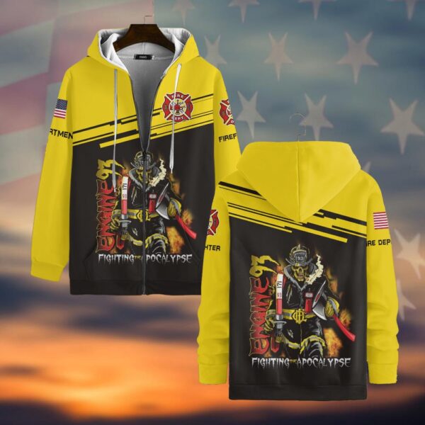 Custom Rank & Fire Department Fighting The Apocalypse #DQH0062 - Zip Hoodie