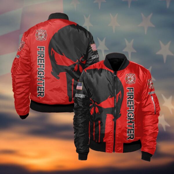 Custom Fire Department Firefighter Skull Duty #DQH0063 - Bomber Jacket