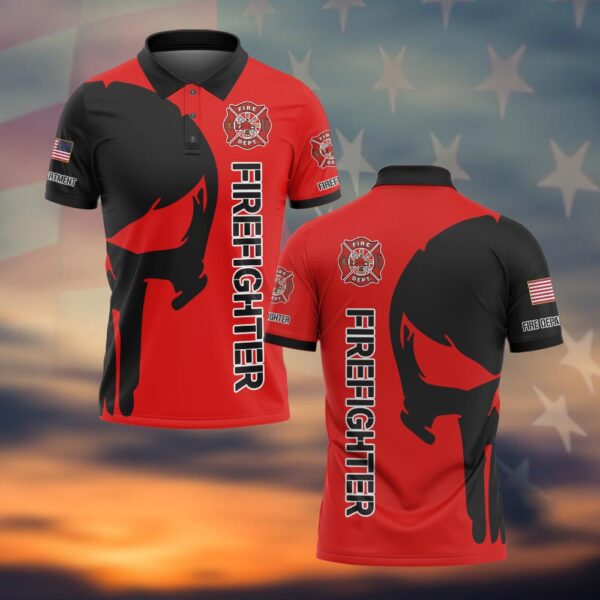 Custom Fire Department Firefighter Skull Duty #DQH0063 - Polo