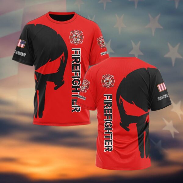 Custom Fire Department Firefighter Skull Duty #DQH0063 - T-shirt