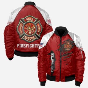 Custom Name Firefighter Courage Rescue Honor #DQH0016 - AOP BOMBER JACKET