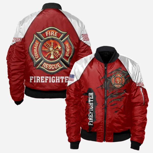 Custom Name Firefighter Courage Rescue Honor #DQH0016 - AOP BOMBER JACKET
