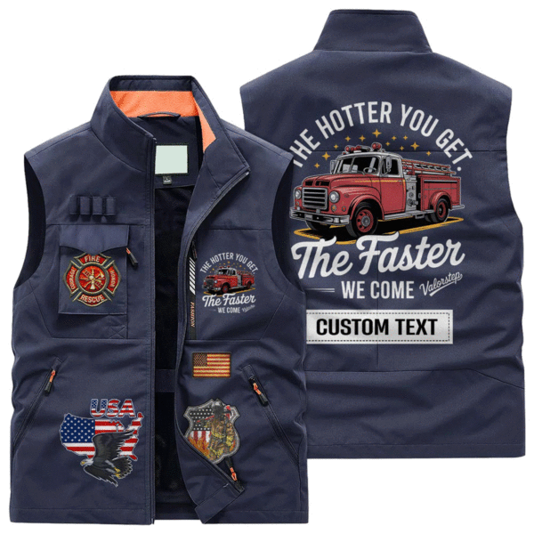 Custom Fire Department Station Number The Hotter You Get #DQH0013 - Multi-Pocket Vest