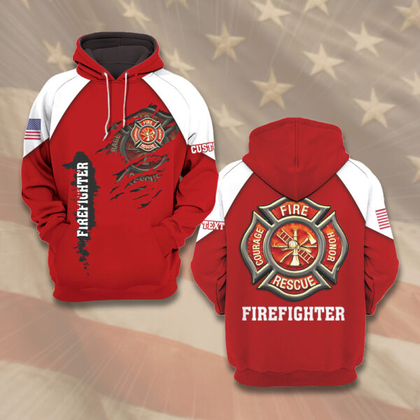 Custom Name Firefighter Courage Rescue Honor #DQH0016 -  Buy Hoodie Get Free Hat