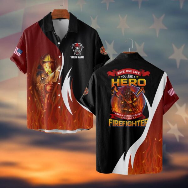 Custom Name Save One Life Hero #DQH0041 - Short Sleeve Button Shirt