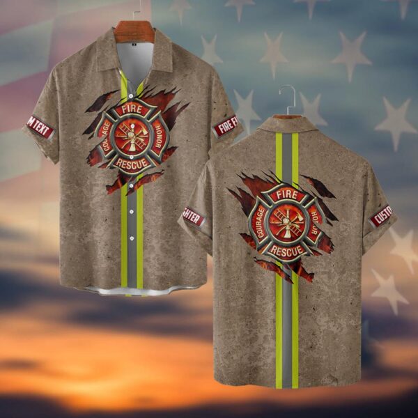 Custom Name Rescue Core – Firefighter Strength #DQH0042 - Short Sleeve Button Shirt