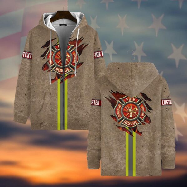 Custom Name Rescue Core – Firefighter Strength #DQH0042 - Zip Hoodie