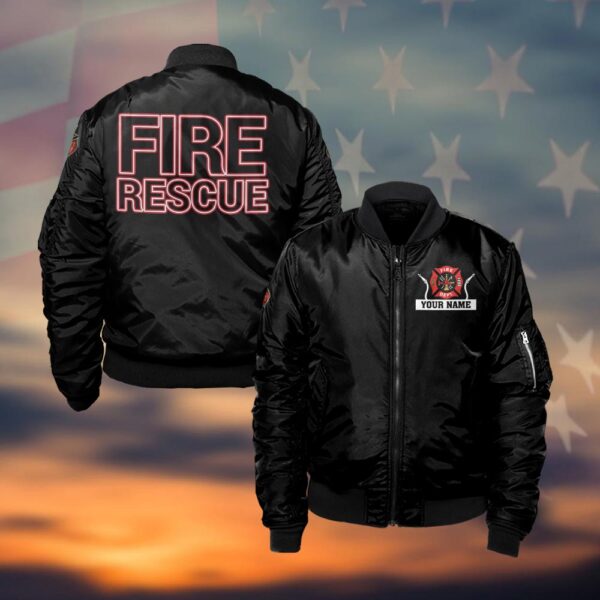 Custom Name Fire Rescue Essentials #DQH0048 - Bomber Jacket