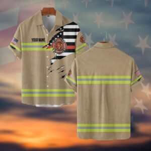 Custom Dept & Name Torn Through Duty #DQH0052 - Short Sleeve Button Shirt
