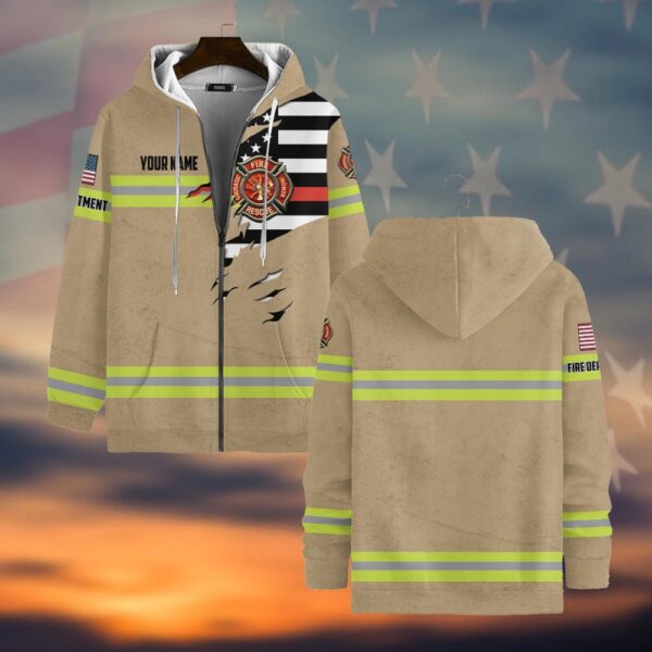 Custom Dept & Name Torn Through Duty #DQH0052 - Zip Hoodie