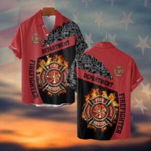 Custom Dept & Name Blazing Duty Series #DQH0053 - Short Sleeve Button Shirt