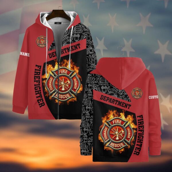 Custom Dept & Name Blazing Duty Series #DQH0053 - Zip Hoodie